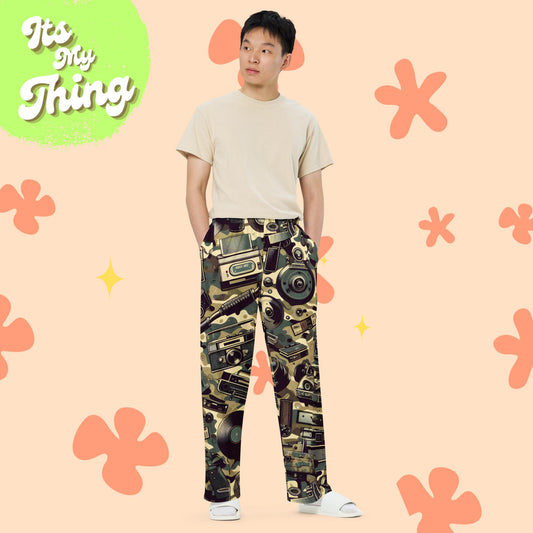 Retro CamoAll-over print unisex wide-leg pants